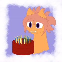 Size: 4096x4096 | Tagged: safe, artist:shoophoerse, oc, oc only, oc:shoop, pegasus, pony, abstract background, birthday, cake, candle, food, solo