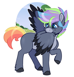 Size: 1200x1250 | Tagged: safe, artist:sarakaye, oc, oc only, pegasus, pony, coat markings, facial markings, grooming, multicolored mane, multicolored tail, pale belly, preening, simple background, snip (coat marking), solo, transparent background, two toned wings, unshorn fetlocks, wings
