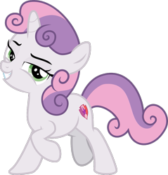 Size: 965x1010 | Tagged: safe, artist:sollace, derpibooru exclusive, sweetie belle, pony, g4, .svg available, bedroom eyes, cute, looking at you, raised leg, show accurate, simple background, smiling, smug, solo, svg, transparent background, vector