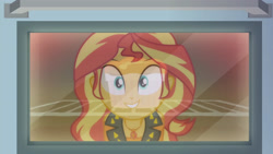 Size: 3410x1920 | Tagged: safe, screencap, sunset shimmer, equestria girls, equestria girls series, g4, holidays unwrapped, saving pinkie's pie, spoiler:eqg series (season 2), clothes, cute, female, food, geode of empathy, jacket, jewelry, leather, leather jacket, magical geodes, necklace, oven, shimmerbetes, smiling, solo, souffle