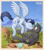 Size: 1995x2269 | Tagged: safe, artist:uliovka, soarin', thunderlane, pegasus, pony, g4, backwards cutie mark, blushing, cute, day, duo, eyes closed, flying, folded wings, gay, grass, kissing, male, mountain, nose kiss, outdoors, scenery, shipping, sky, smiling, soarilane, spread wings, stallion, wings