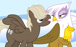 Size: 731x449 | Tagged: safe, artist:koraluch, edit, edited screencap, screencap, dumbbell, gilda, griffon, pegasus, pony, g4, sonic rainboom (episode), cropped, female, gildabell, male, shipping, straight, vector