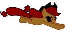 Size: 10801x5049 | Tagged: safe, artist:waleedtariqmmd, applejack, earth pony, pony, g4, .exe, applejack's hat, cowboy hat, hat, jumping, rainbow.exe, red eyes, scar, simple background, solo, transparent background, vector