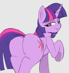 Size: 825x873 | Tagged: safe, anonymous artist, artist:spectre-z, edit, twilight sparkle, alicorn, pony, g4, bedroom eyes, blushing, butt, colored sketch, dock, drawpile, female, lip bite, looking back, mare, plot, raised hoof, sexy, simple background, sketch, smiling, smug, solo, standing, stupid sexy twilight, twibutt, twilight sparkle (alicorn), underhoof