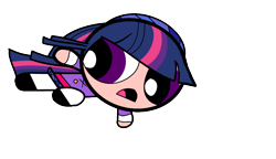 Size: 800x461 | Tagged: safe, artist:crimsoncow, twilight sparkle, human, g4, button, clothes, crossover, flying, hairstyle, humanized, powerpuffified, shoes, simple background, solo, story included, the powerpuff girls, transparent background