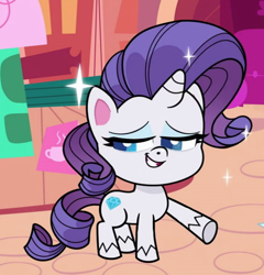 Size: 550x572 | Tagged: safe, screencap, rarity, pony, unicorn, g4.5, my little pony: pony life, the crystal capturing contraption, spoiler:pony life s02e02, cropped, fabulous, female, mare, smiling, solo, sparkles