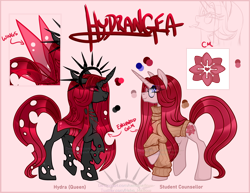 Size: 4747x3673 | Tagged: safe, artist:nekomellow, oc, oc:hydrangea, changeling, changeling queen, pony, unicorn, female, red changeling