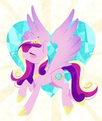 Size: 967x1150 | Tagged: safe, artist:imaplatypus, princess cadance, alicorn, pony, g4, crown, crystal heart, eyes closed, female, jewelry, mare, peytral, regalia, solo