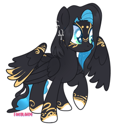 Size: 1280x1417 | Tagged: safe, artist:faeglaive, oc, oc only, oc:miliki, pegasus, pony, seraph, ear piercing, earring, female, jewelry, mare, multiple wings, piercing, simple background, solo, transparent background