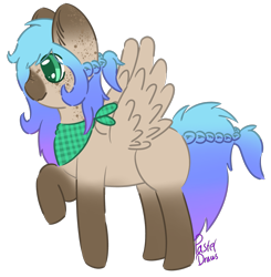 Size: 1629x1664 | Tagged: safe, artist:pasteldraws, pegasus, pony, clothes, freckles, redesign, scarf, simple background, solo, transparent background