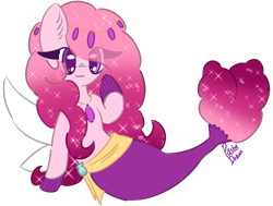 Size: 1893x1432 | Tagged: safe, artist:pasteldraws, merpony, pony, jewelry, necklace, redesign, seashell, simple background, solo, sparkles, transparent background