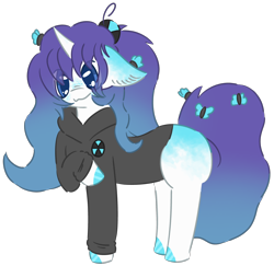 Size: 1920x1870 | Tagged: safe, artist:pasteldraws, butterfly, pony, unicorn, clothes, freckles, hoodie, ponytail, redesign, simple background, solo, transparent background