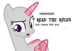 Size: 934x662 | Tagged: safe, artist:kingbases, oc, oc only, alicorn, pony, g4, alicorn oc, bald, base, bust, eyelashes, female, horn, mare, open mouth, simple background, solo, transparent background, transparent horn, transparent wings, wings