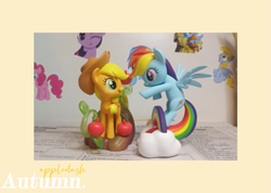 Size: 1079x768 | Tagged: artist needed, safe, applejack, rainbow dash, earth pony, pegasus, pony, g4, blind bag, cute, female, photo, pop mart, ship:appledash, shipping, toy