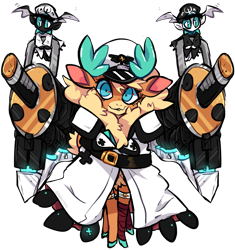 Size: 1348x1432 | Tagged: safe, artist:hoshmyposhes, velvet (tfh), deer, elf, reindeer, them's fightin' herds, clothes, community related, female, guilty gear, ramlethal valentine, simple background, sword, transparent background, weapon