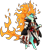 Size: 2518x3017 | Tagged: safe, artist:hoshmyposhes, tianhuo (tfh), dragon, hybrid, longma, them's fightin' herds, baiken, bipedal, clothes, community related, female, guilty gear, high res, simple background, solo, sword, transparent background, weapon