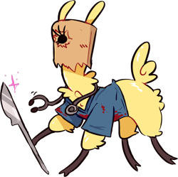 Size: 1420x1417 | Tagged: safe, artist:hoshmyposhes, paprika (tfh), alpaca, them's fightin' herds, blood, clothes, community related, faust, female, guilty gear, scalpel, simple background, solo, transparent background