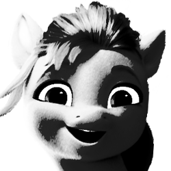 Size: 300x300 | Tagged: safe, sunny starscout, g5, black and white, grayscale, monochrome, nightmare fuel, simple background, transparent background, uncanny valley