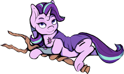 Size: 1240x738 | Tagged: safe, artist:overlord pony, starlight glimmer, pony, unicorn, g4, cape, clothes, equal cutie mark, pinup, simple background, solo, staff, staff of sameness, transparent background