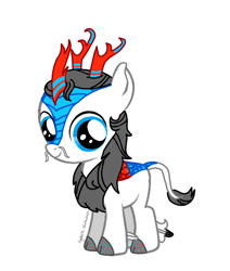 Size: 806x952 | Tagged: safe, artist:agdapl, kirin, base used, crossover, feathered fetlocks, glasses, hoof fluff, horn, kirin-ified, leonine tail, male, medic, medic (tf2), signature, simple background, smiling, solo, species swap, team fortress 2, white background