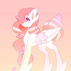 Size: 1080x1080 | Tagged: safe, artist:tessa_key_, oc, oc only, pegasus, pony, ear fluff, feathered fetlocks, female, gradient background, mare, pegasus oc, smiling, solo, two toned wings, wings