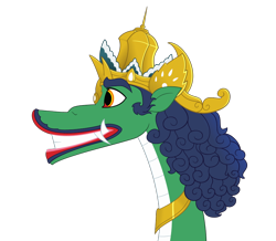 Size: 922x805 | Tagged: safe, artist:queencold, oc, oc only, dragon, lamia, original species, crown, fangs, gold, hair, jewelry, regalia, simple background, solo, transparent background