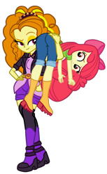 Size: 2438x3984 | Tagged: safe, artist:gmaplay, adagio dazzle, apple bloom, equestria girls, g4, apple bloom is not amused, ass, bloom butt, butt, carried over the shoulder, carrying, female, high res, kidnapped, ots carry, over the shoulder, simple background, transparent background, unamused