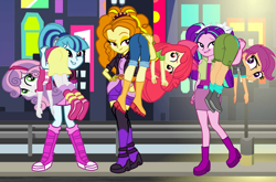 Size: 6280x4133 | Tagged: safe, artist:gmaplay, adagio dazzle, apple bloom, aria blaze, scootaloo, sonata dusk, sweetie belle, equestria girls, g4, absurd resolution, ass, bloom butt, butt, carried, carry, carrying, female, ots carry, over the shoulder, scootabutt, sweetie butt, the dazzlings