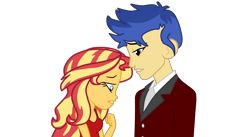 Size: 2456x1345 | Tagged: safe, artist:gmaplay, flash sentry, sunset shimmer, equestria girls, g4, dating, duo, female, male, ship:flashimmer, shipping, simple background, straight, transparent background
