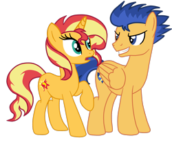 Size: 1968x1680 | Tagged: safe, artist:gmaplay, flash sentry, sunset shimmer, pegasus, pony, unicorn, g4, duo, female, male, mare, ship:flashimmer, shipping, simple background, stallion, straight, transparent background