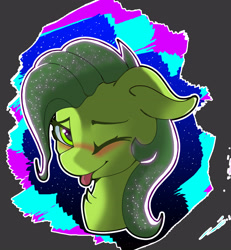 Size: 2960x3210 | Tagged: safe, artist:commpony, oc, oc only, oc:comm pony, earth pony, pony, blushing, green eyes, high res, looking at you, one eye closed, solo, tongue out, wink, winking at you