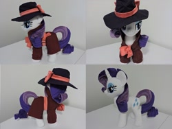 Size: 1597x1199 | Tagged: safe, artist:little-broy-peep, rarity, pony, unicorn, g4, clothes, detective rarity, female, hat, irl, mare, photo, plushie, solo