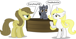 Size: 3397x1765 | Tagged: safe, artist:droidekavl, oc, oc:everypony, oc:idem, oc:ort, argument, ponyradiocon, simple background, transparent background