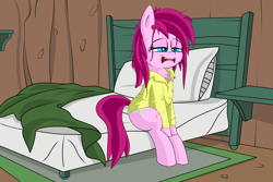 Size: 6000x4000 | Tagged: artist needed, source needed, safe, pinkie pie, earth pony, pony, g4, bed, bugs bunny, clothes, looney tunes, male, morning ponies, pajamas, pinkamena diane pie, sleepy, waking up