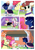 Size: 2100x3000 | Tagged: safe, artist:loryska, apple bloom, oc, oc:clarabelle, oc:conundrum solar flare, oc:indigo sky, oc:plumeria, hybrid, pony, unicorn, zony, comic:friendship grows, g4, adopted offspring, blaze (coat marking), coat markings, ear fluff, facial markings, high res, magic, magical lesbian spawn, offspring, parent:quibble pants, parent:rainbow dash, parent:sweetie belle, parent:trixie, parent:twilight sparkle, parents:quibbledash, parents:twixie, snip (coat marking), unshorn fetlocks