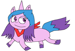 Size: 1020x698 | Tagged: safe, artist:chloedh1001, izzy moonbow, pony, g5, 1000 hours in ms paint, fox tail, looking right, simple background, solo, white background