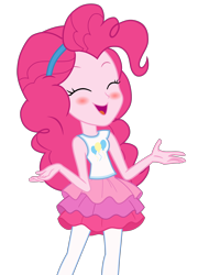 Size: 1800x2500 | Tagged: safe, artist:lightning_musicwave, pinkie pie, equestria girls, g4, my little pony equestria girls: better together, blushing, clothes, cute, diapinkes, eyes closed, pantyhose, rah rah skirt, simple background, skirt, solo, transparent background