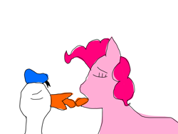 Size: 2000x1500 | Tagged: artist needed, source needed, safe, pinkie pie, bird, duck, earth pony, pony, g4, 1000 hours in ms paint, crack shipping, crossover, crossover shipping, donald duck, duo, female, french kiss, kissing, male, not salmon, op, op is a duck, op is a literal duck, op is on drugs, shipping, simple background, straight, stylistic suck, wat, white background