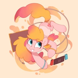 Size: 3000x3000 | Tagged: safe, artist:drtuo4, oc, oc only, oc:electronia, oc:电芯, earth pony, pony, cute, female, high res, joy-con, mascot, nintendo switch, qingdao brony festival, solo, wires