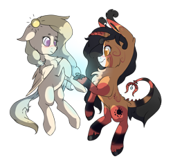 Size: 2009x1849 | Tagged: safe, artist:cookietasticx3, oc, oc only, pegasus, pony, unicorn, chest fluff, duo, flying, horn, pegasus oc, smiling, unicorn oc, wings