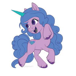 Size: 5000x5000 | Tagged: safe, artist:caliunicalien, izzy moonbow, pony, unicorn, g5, absurd resolution, female, looking back, open mouth, png, raised hoof, simple background, solo, transparent background, unshorn fetlocks, vector