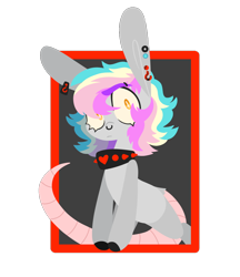 Size: 978x1133 | Tagged: safe, artist:glowfangs, oc, oc only, oc:riot, earth pony, pony, animal tail, collar, ear piercing, earring, jewelry, lineless, male, multicolored hair, nose piercing, nose ring, piercing, rainbow hair, solo, spiked collar, wingding eyes