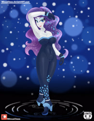 Size: 2500x3200 | Tagged: safe, artist:minusclass, rarity, equestria girls, g4, my little pony equestria girls: better together, the other side, armpits, bare shoulders, bedroom eyes, breasts, busty rarity, cleavage, female, high heels, high res, looking at you, shoes, sleeveless, solo, strapless, unitard