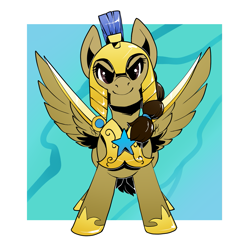 Size: 1335x1314 | Tagged: safe, artist:nynehells, oc, oc:stormwing gale, pegasus, pony, armor, blade, female, guardsmare, mare, royal guard, royal guard armor, weapon, wingblade