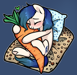 Size: 1183x1148 | Tagged: safe, artist:megabait, oc, earth pony, pony, carrot, female, food, hug, pillow