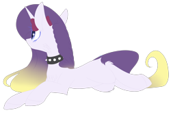 Size: 2759x1921 | Tagged: safe, artist:mediasmile666, oc, oc only, pony, unicorn, collar, female, lying down, mare, simple background, solo, spiked collar, transparent background