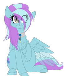 Size: 2137x2540 | Tagged: safe, artist:mediasmile666, oc, oc only, pegasus, pony, chest fluff, female, high res, looking at you, mare, raised hoof, simple background, sitting, smiling, transparent background