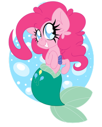 Size: 1280x1595 | Tagged: safe, artist:ladylullabystar, pinkie pie, mermaid, merpony, pony, g4, ariel, bubble, clothes, cosplay, costume, cute, diapinkes, female, fish tail, mare, mermaidized, ocean, simple background, solo, species swap, tail, the little mermaid, transparent background, underwater, water