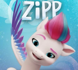 Size: 1075x965 | Tagged: safe, edit, zipp storm, pegasus, pony, g5, female, mare, name, open mouth, smiling, solo
