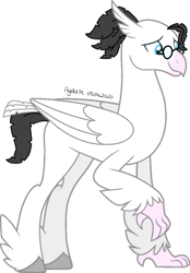 Size: 745x1073 | Tagged: safe, artist:agdapl, classical hippogriff, hippogriff, base used, crossover, feathered fetlocks, glasses, hippogriffied, male, medic, signature, simple background, smiling, solo, species swap, team fortress 2, white background